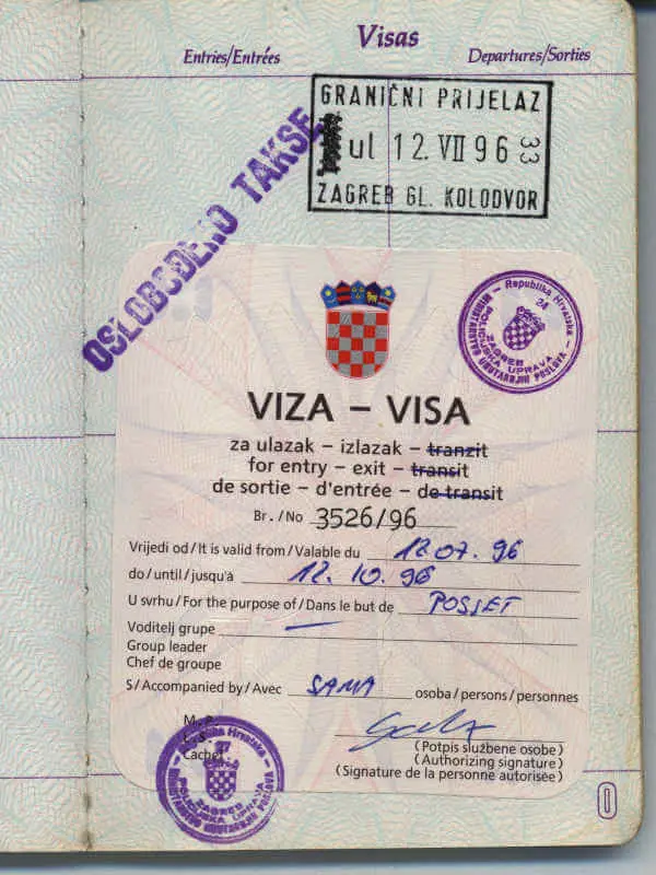 croatie voyage visa